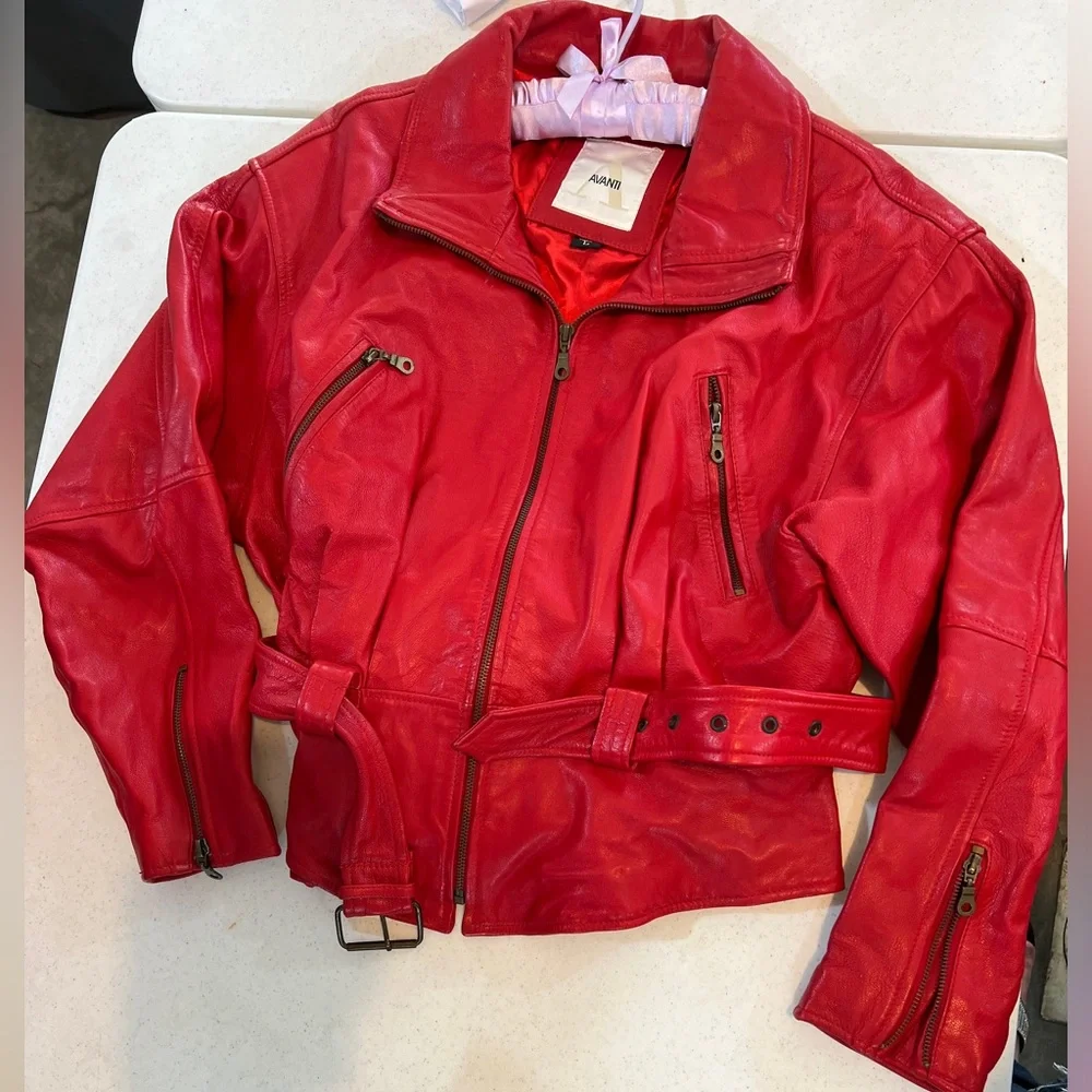 Avanti 1980’s Vibrant Red Leather Jacket for Women